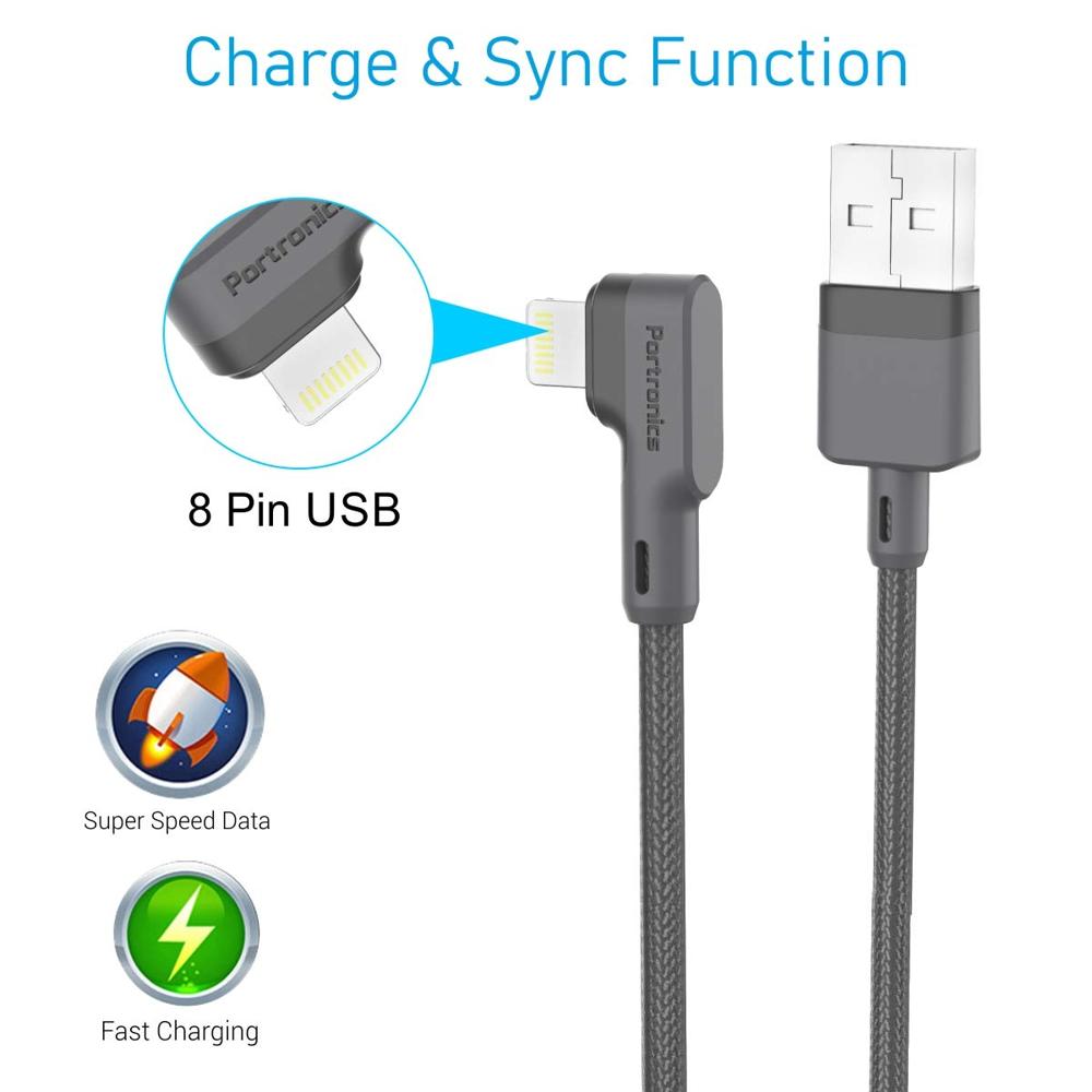 Portronics Konnect L 1.2M Fast Charging 3A 8 Pin USB Cable with Charge & Sync Function for iPhone, iPad  (POR-1401:1080)