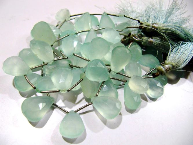 Aqua Chalcedony Briolettes 10x15mm to 12x16mm Size Pear Shape Beads Sold per stands of 8 to 9 inch