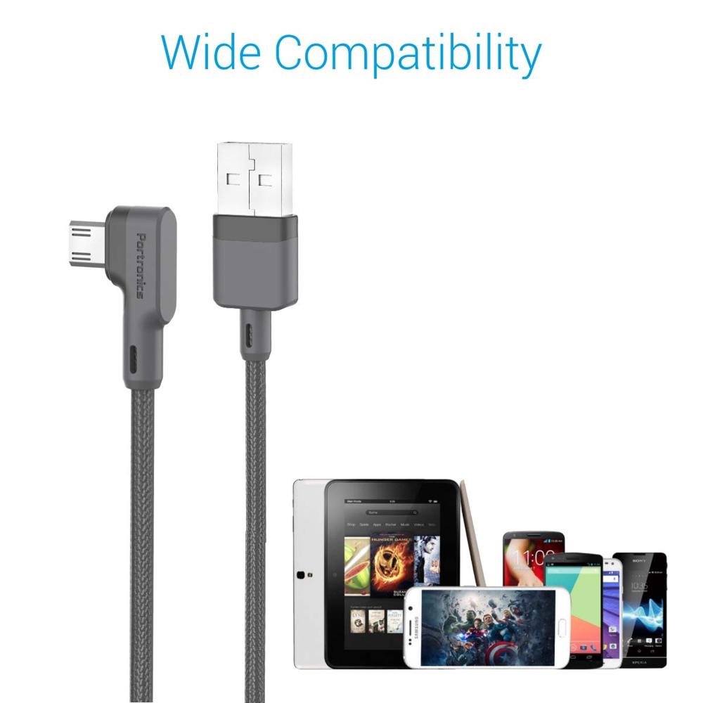 Portronics Konnect L 1.2Mtr, Fast Charging 3A Micro USB Cable with Charge & Sync Function