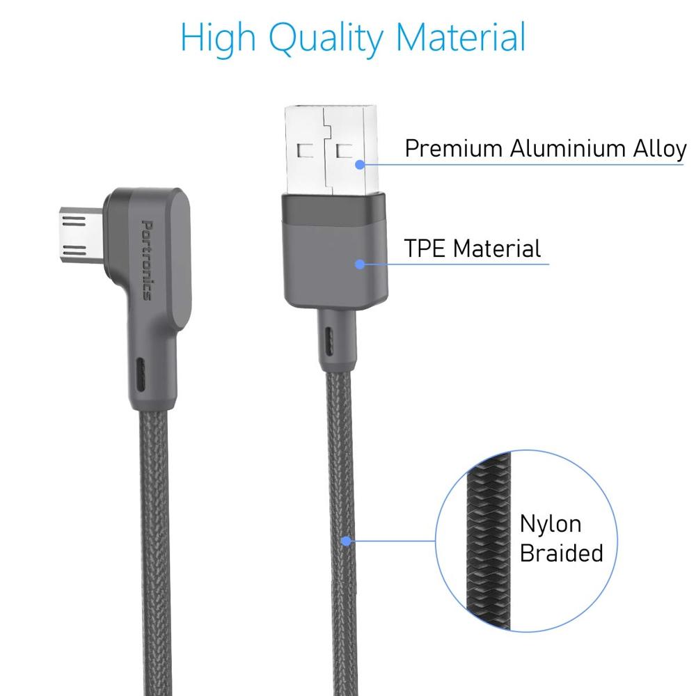 Portronics Konnect L 1.2Mtr, Fast Charging 3A Micro USB Cable with Charge & Sync Function