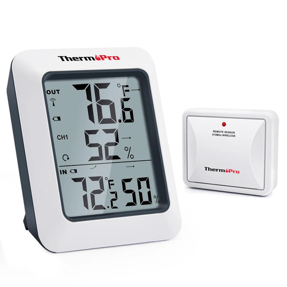 ThermoPro TP-60S Digital Hygrometer Indoor Outdoor Thermometer Humidity Monitor, TP-60S