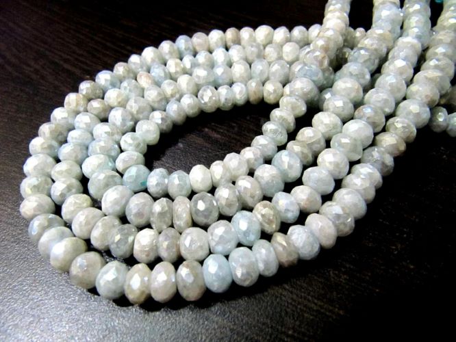 Natural Aquamarine AB Mystic Silver Coated 7-8mm size Beads Strand 14 inches long