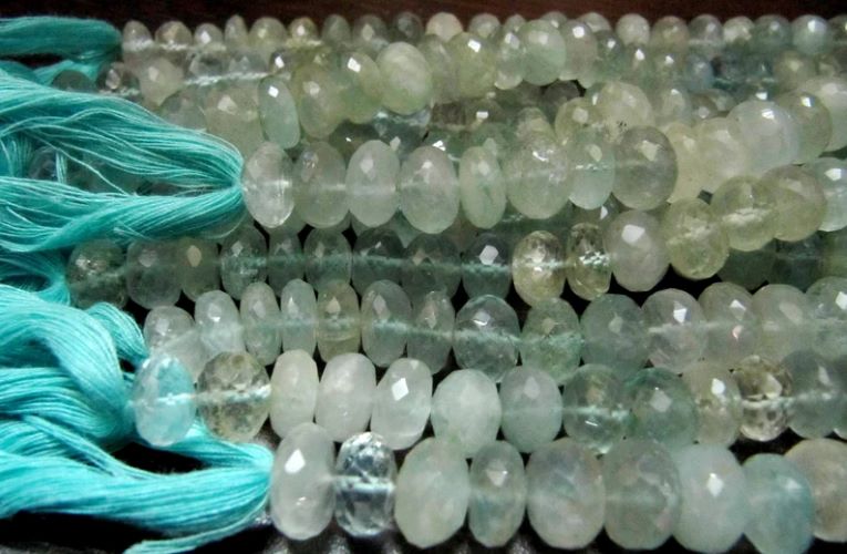 Faceted Aquamarine Rondelle Gemstone Beads - 9-11mm, 8 Inch Strand