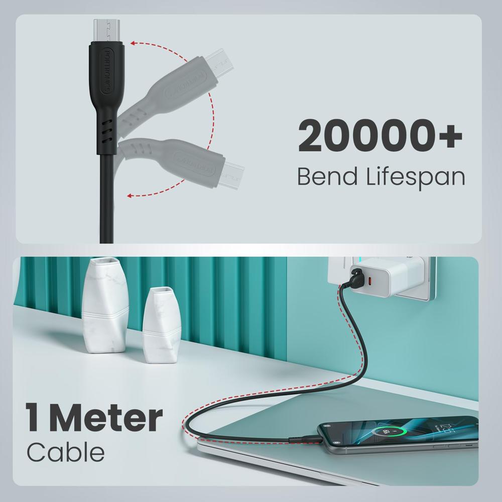 Portronics Konnect Core 3 USB-A to Micro Fast Charging Cable for Smartphones,Tablets, Speakers, Laptops & Other Micro USB