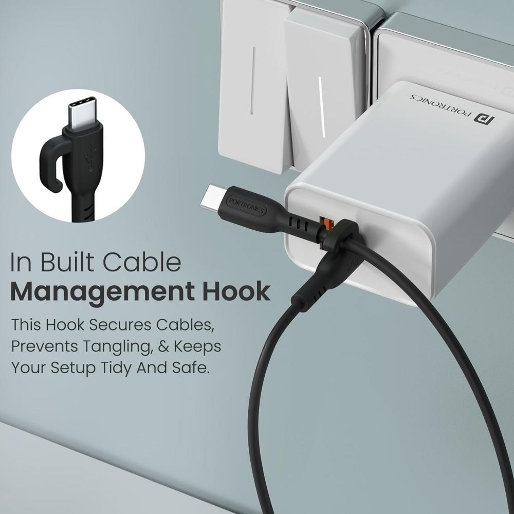 Portronics 60W Konnect Core 3 Type C to Type C Fast Charging Cable Cable for Smartphones,Tablets,Laptops & Other Type C Devices,In Built