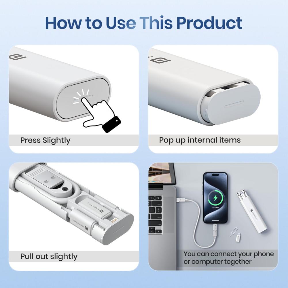 Portronics Snapcase 3 60W Multifunctional Fast Charging Data Cable Kit, Conversion Set USB A & Type C to Male