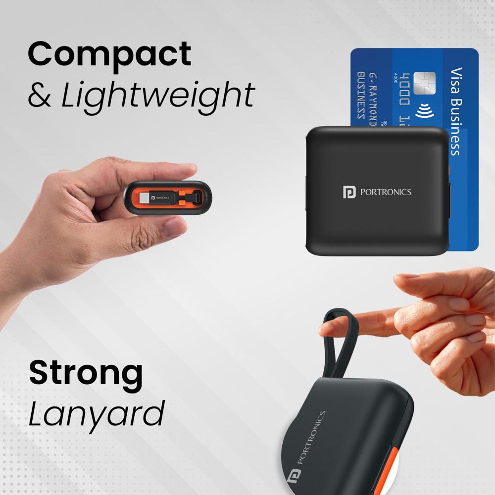 Portronics Snapcase 5 60W Multifunctional Fast Charging Data Cable Kit With Retractable Cable