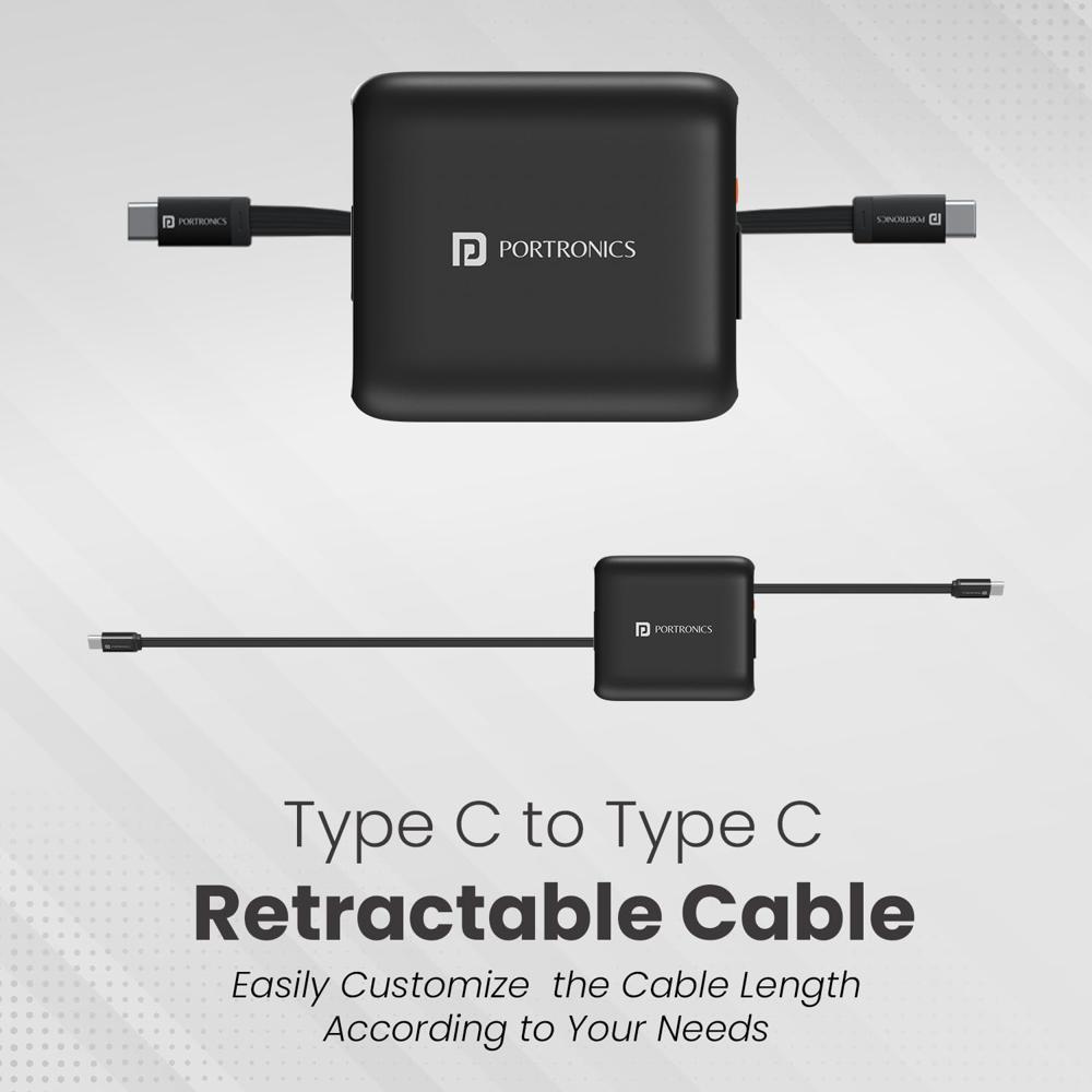 Portronics Snapcase 5 60W Multifunctional Fast Charging Data Cable Kit With Retractable Cable