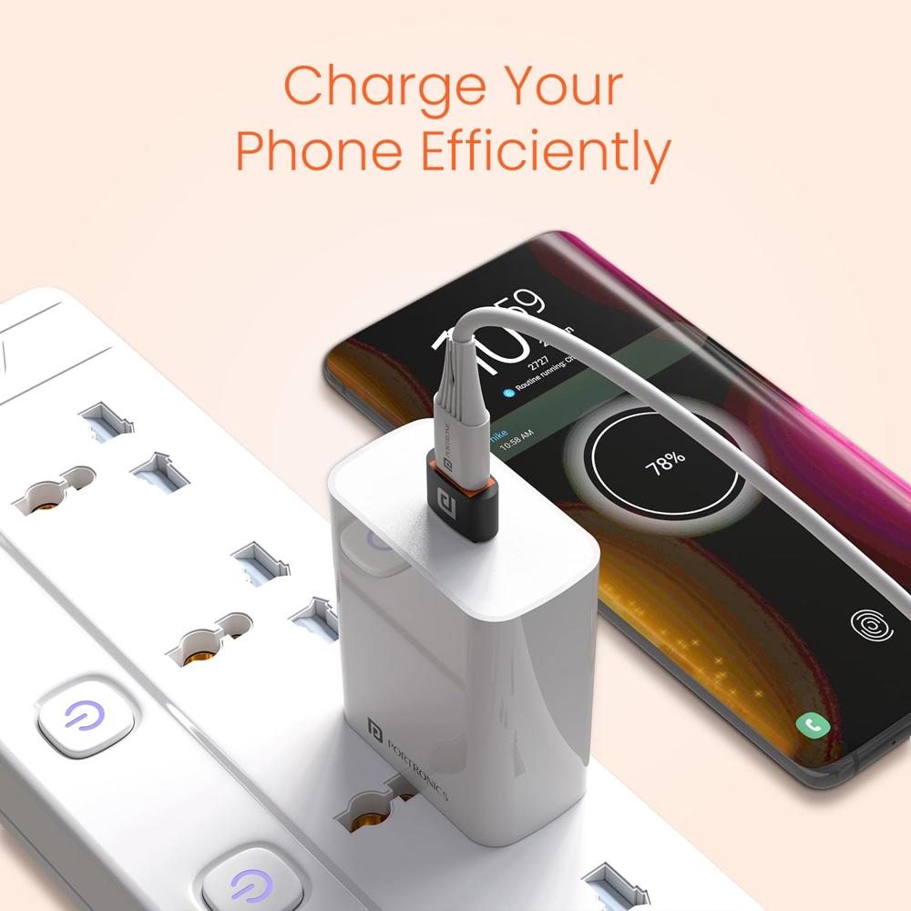 Portronics Bridge X USB 3.0 Type C Female to USB Male OTG Adapter, 5Gbps High Speed Data Transfer, Fast Charging,