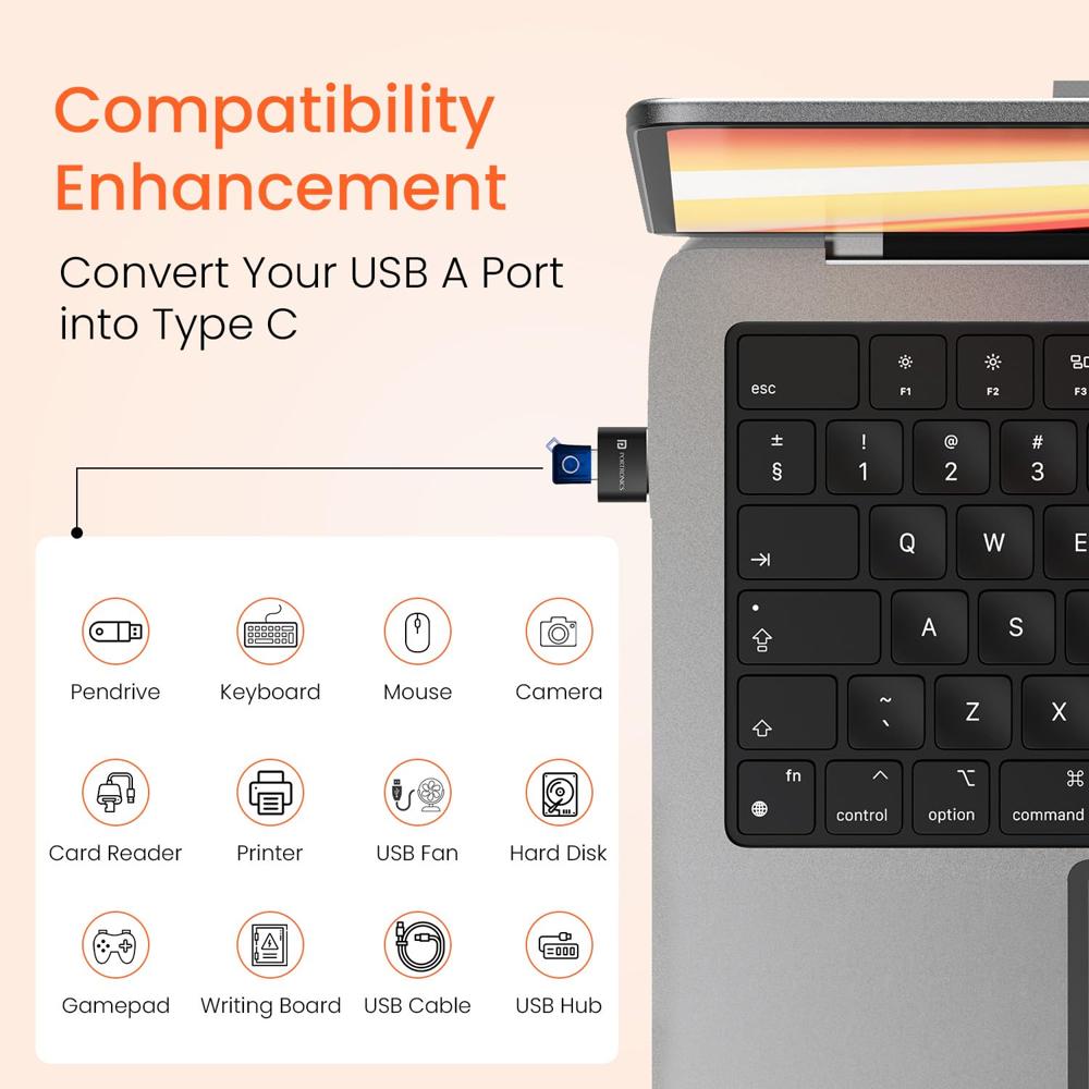 Portronics Bridge X USB 3.0 Type C Female to USB Male OTG Adapter, 5Gbps High Speed Data Transfer, Fast Charging,