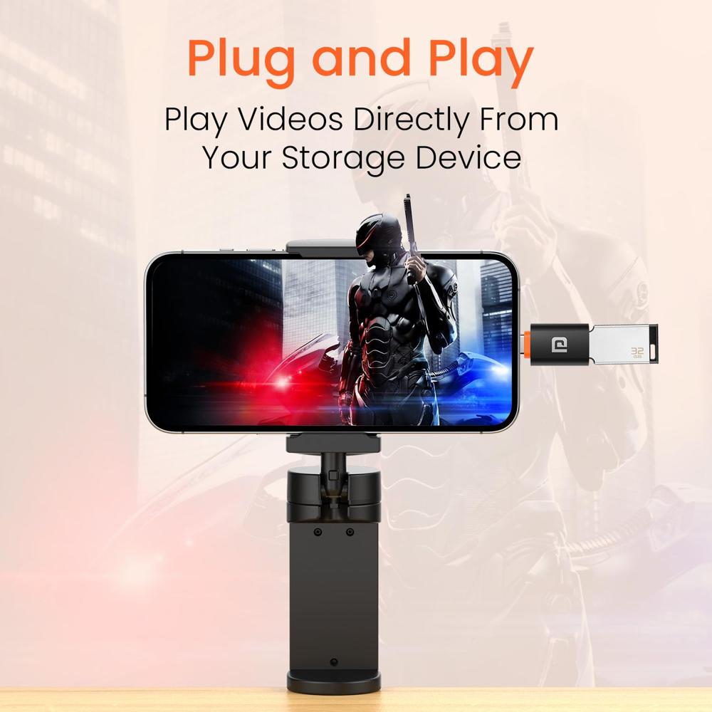 Portronics Bridge Y USB 3.0 to Type C OTG Adaptor, 10Gbps High Speed Data Transfer, Thunderbolt to USB Adapter, Compatible for