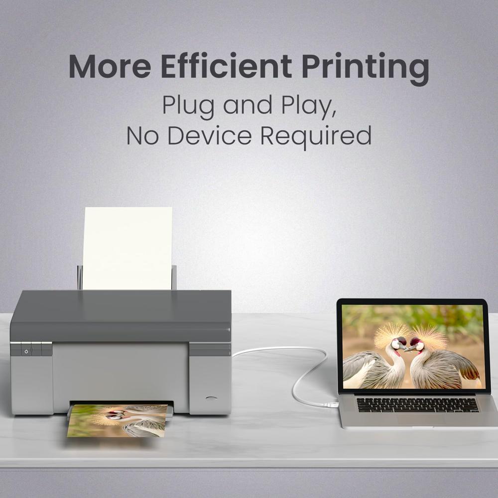 Portronics PrintLink 1.5 Printer Cable with USB Type-A to USB Type-B Male Connectors, 1.5 Meters / 5 Ft Long, High-Speed