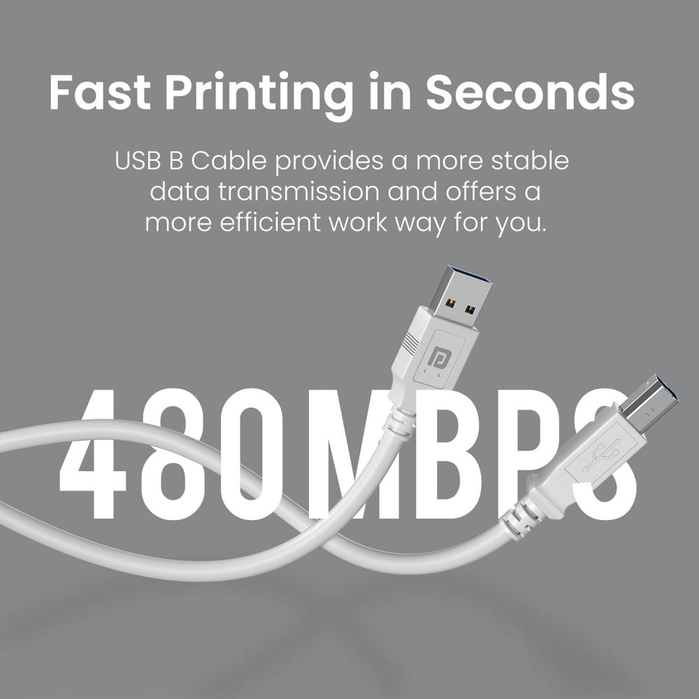 Portronics PrintLink 5 Printer Cable with USB Type-A to USB Type-B Male Connectors, 5 Meters / 16.5 Ft Long, High-Speed