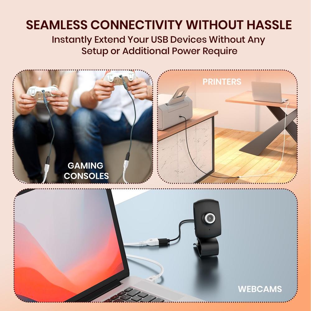 Portronics Uniconnect, 3M USB Extension Cable, Durable USB Type-A Male to Female Cable, PVC Build, Data Transfer & Charging,