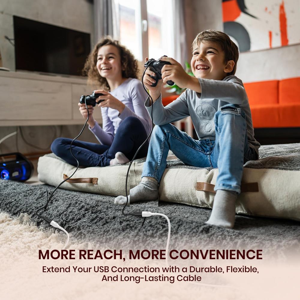 Portronics Uniconnect, 3M USB Extension Cable, Durable USB Type-A Male to Female Cable, PVC Build, Data Transfer & Charging,