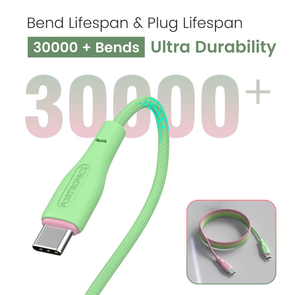 Portronics Hue x 60W Dual Tone Colour Type C Fast Charging Cable for Smartphones, Tablets,iPads, Laptops & Other Type C Devices,