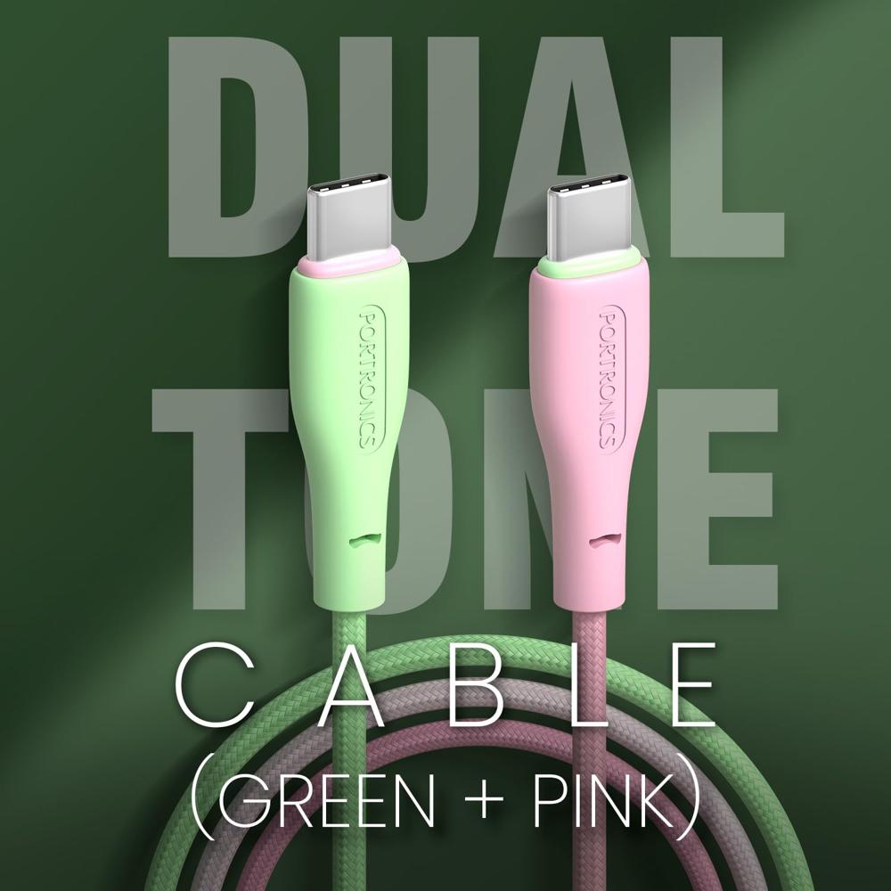 Portronics Hue x 60W Dual Tone Colour Type C Fast Charging Cable for Smartphones, Tablets,iPads, Laptops & Other Type C Devices,