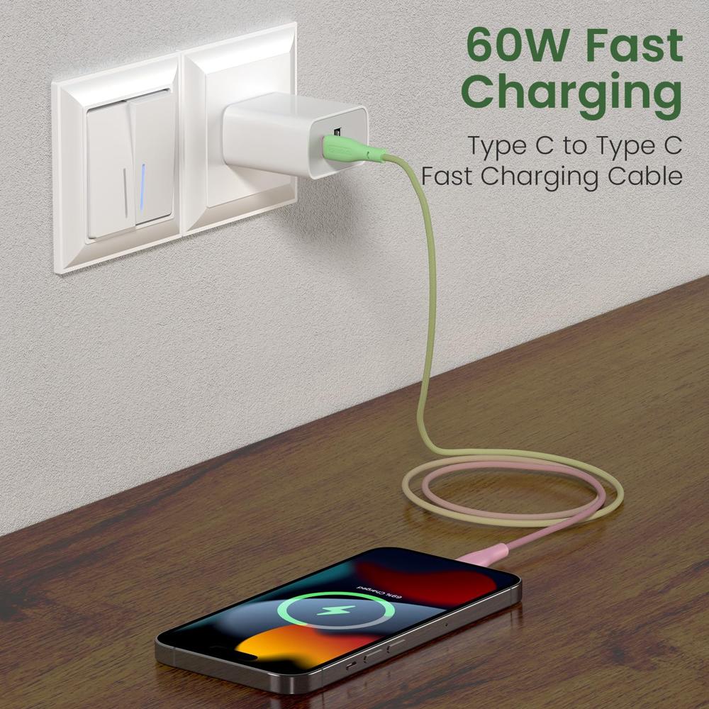 Portronics Hue x 60W Dual Tone Colour Type C Fast Charging Cable for Smartphones, Tablets,iPads, Laptops & Other Type C Devices,