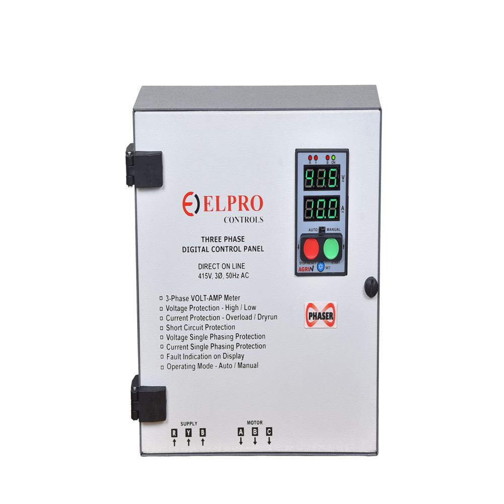 Agrin-phaser-panel :  3 Phase Digital Control Panel With Automatic Phase Sequence Corrector - Application: Agricultural