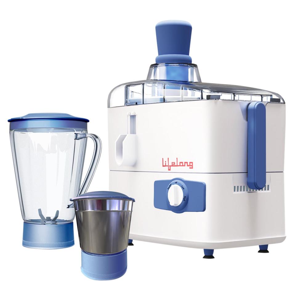 Lifelong Juicer, Mixer & Grinder for Kitchen | 2 Jars 450 Watt Mixie with Liquidizing and Multipurpose Grinding Jar |Blender for Juices,