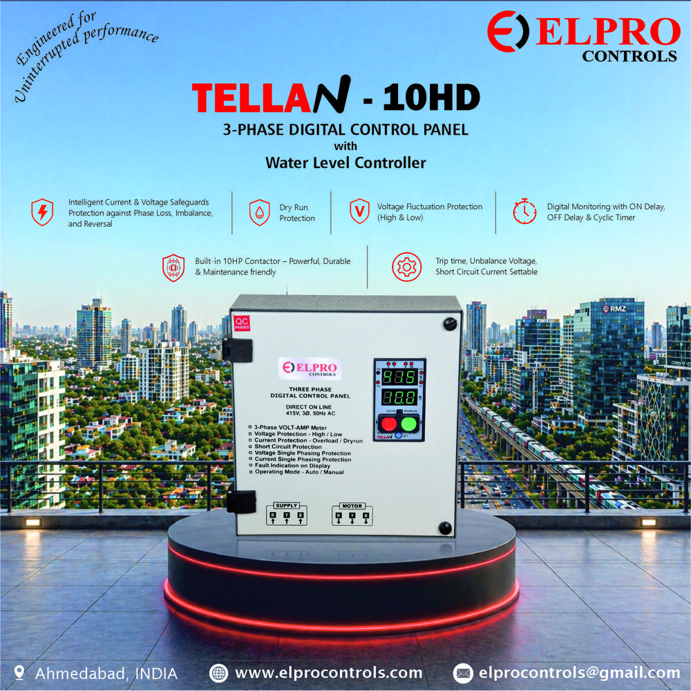 TELLAN-PANEL :  Three Phase DOL Motor Starter Panel With Water Level Controller