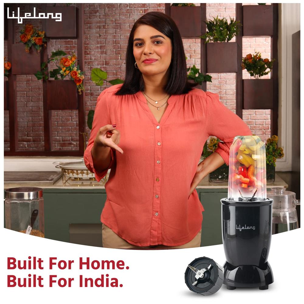 Lifelong Regalia PowerNutri Mixer/Grinder/Blender/Shaker, 2 Stainless Steel Blades,2 Unbreakable Jars, 450 W