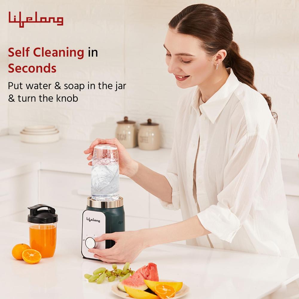 Lifelong 500 Watts Nutri Blender for Smoothies and Juices with 2 Jars - 100% Copper Motor Mixer Grinder, Blender & Smoothie Maker