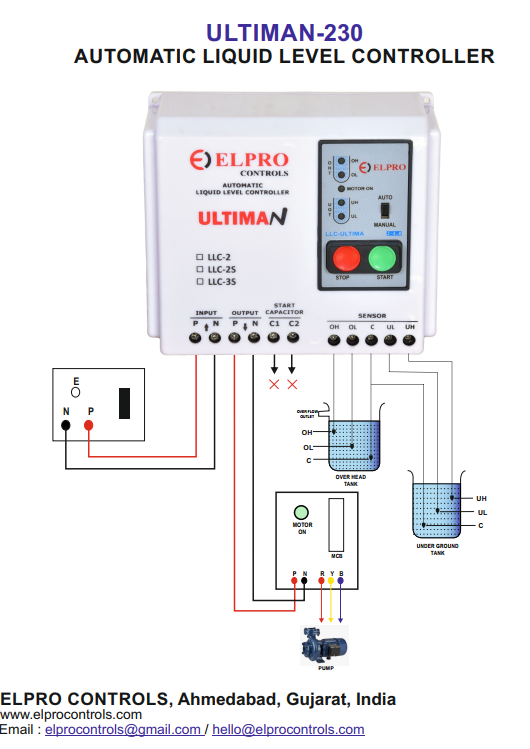 Ultiman-230 : Automatic Water Level Controller - Capacity: 1000 Ltr/hr