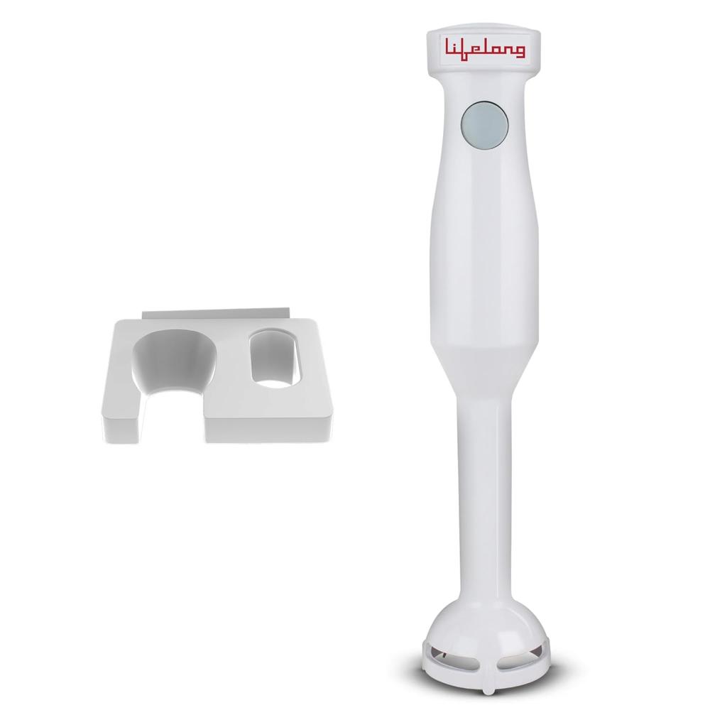 Lifelong Stainless Steel 300 Watts Hand Blender | Low Noise | Anti-splash (llhb04, - Color: White