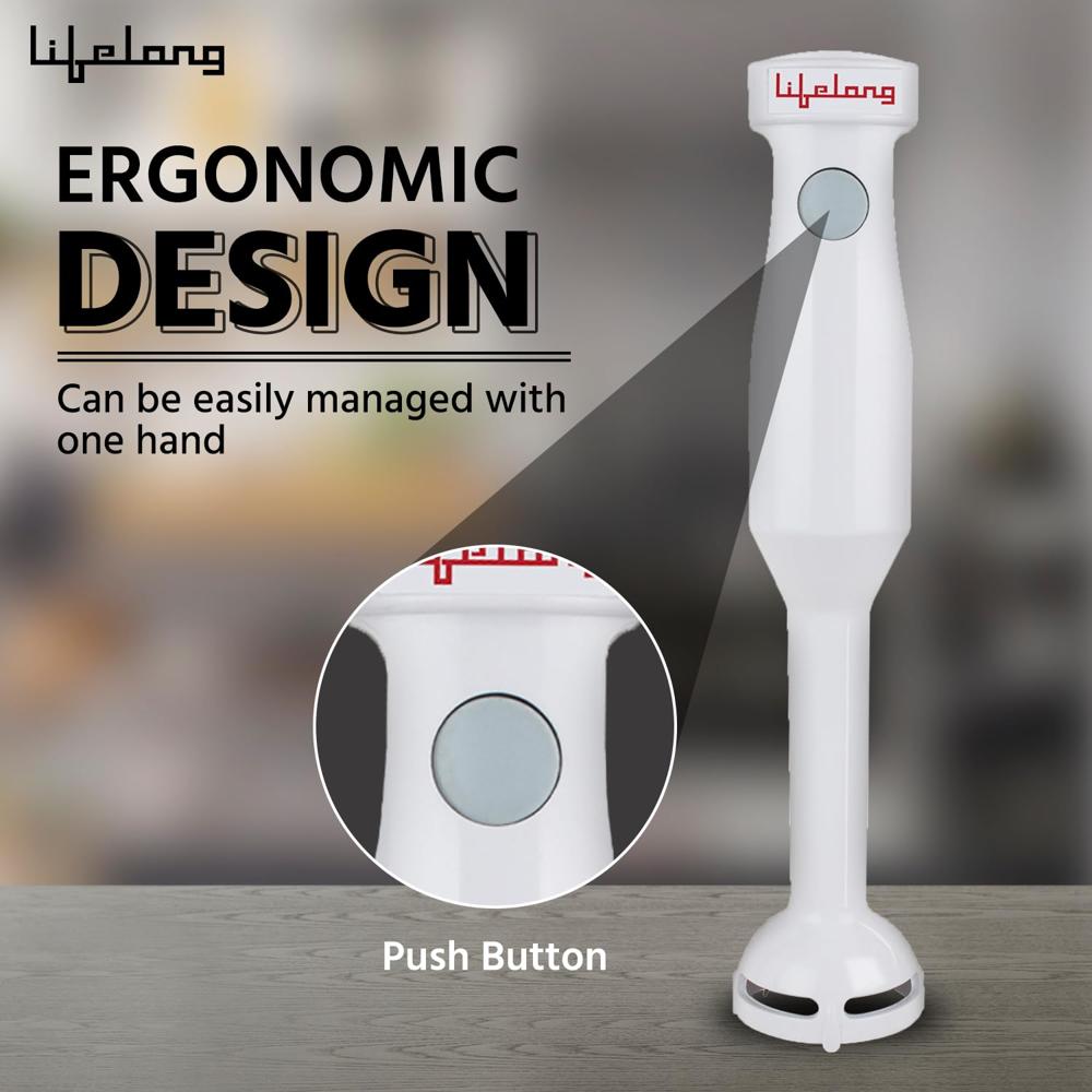 Lifelong Stainless Steel 300 Watts Hand Blender | Low Noise | Anti-Splash (Llhb04,