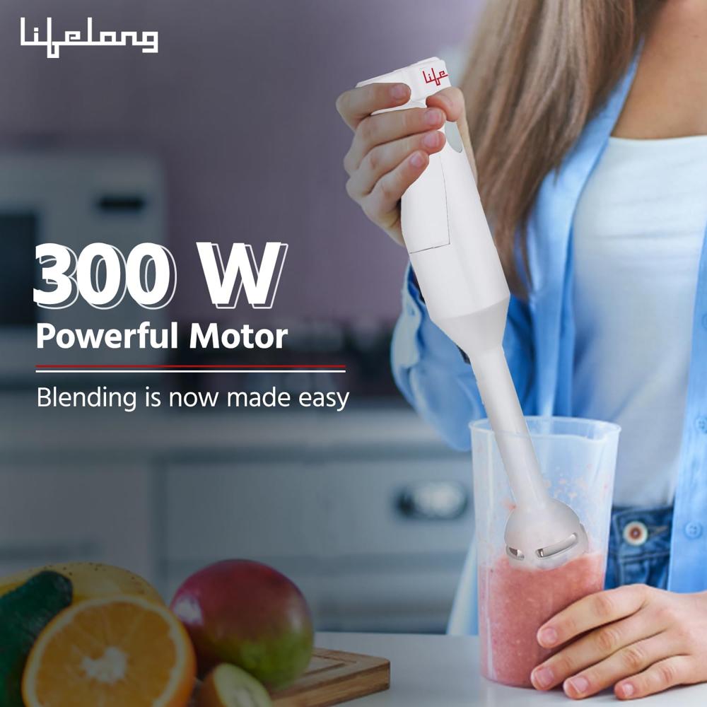 Lifelong Stainless Steel 300 Watts Hand Blender | Low Noise | Anti-Splash (Llhb04,
