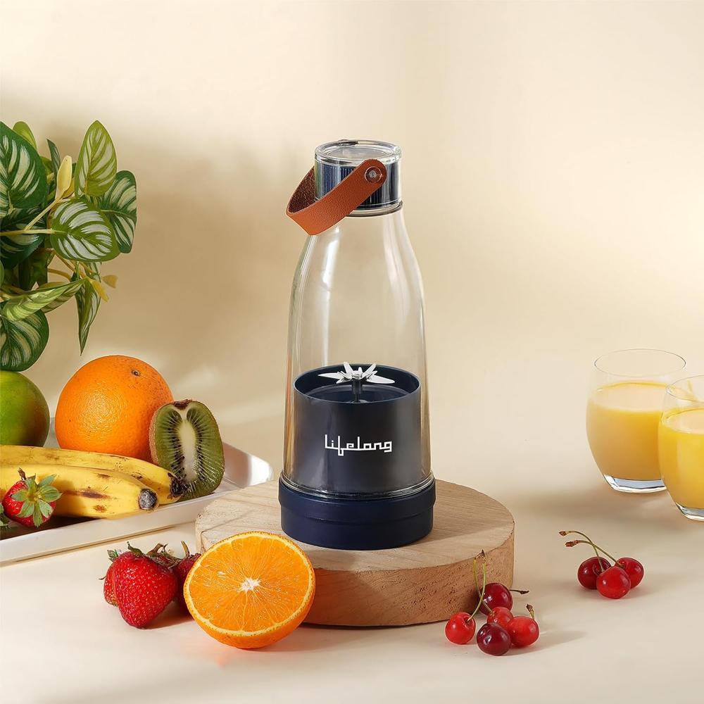 Lifelong Portable Juicer Blender | Smoothie Blender-300ml Capacity | Double Click Operation With Monster Blades I 40w Motor, Fruits & Vegetable Juice Maker | Usb Rechargeable, Outdoor & Gym (llepb01) - Capacity: 0.3 Ltr