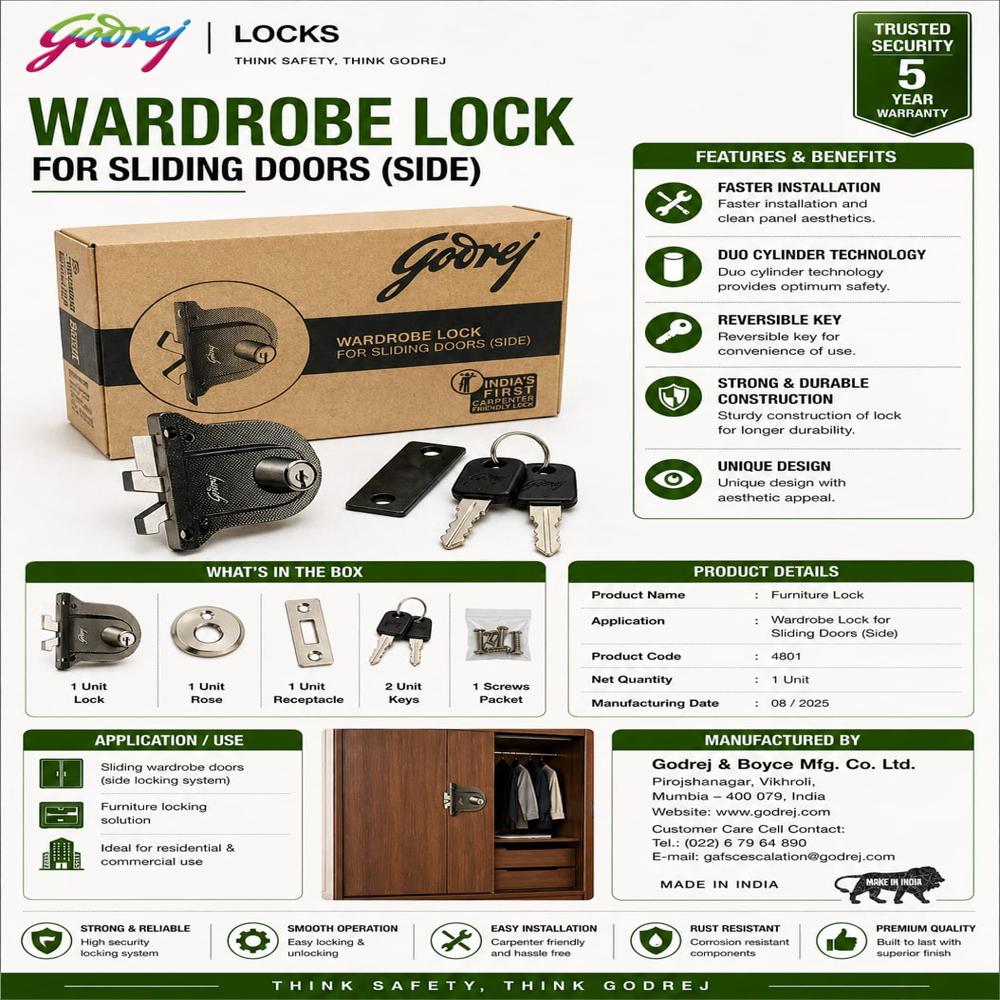 Wardrobe Lock For Sliding Doors (side) 4501