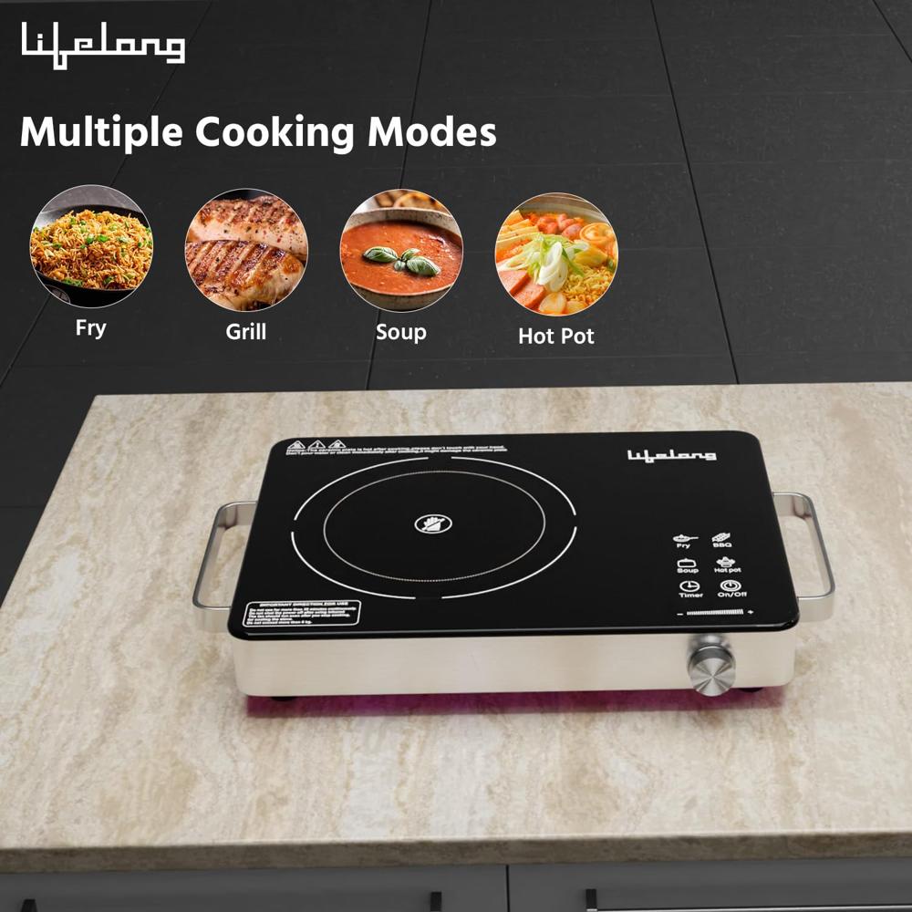 Lifelong 2000 Watt Infrared Induction Stove with Digital Display - Surge Protection, Electric Induction