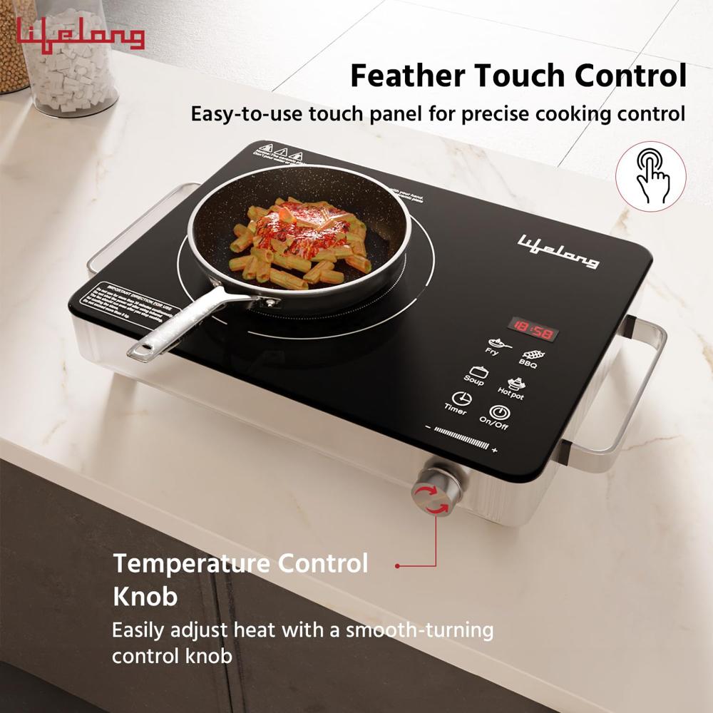 Lifelong 2000 Watt Infrared Induction Stove with Digital Display - Surge Protection, Electric Induction
