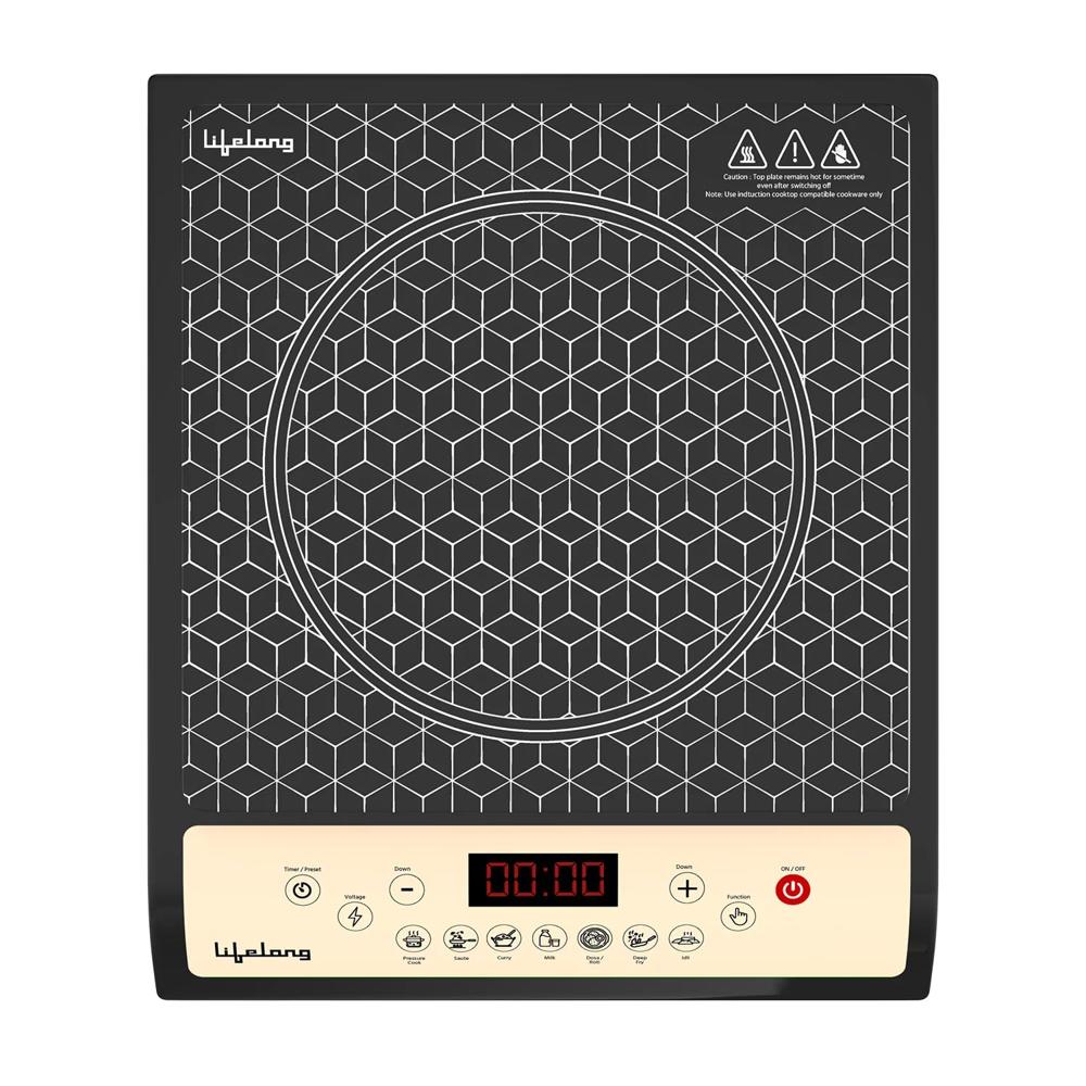 Lifelong Llic102 1800w Induction Cooktop | 7 Preset Indian Menus | Auto Shut-off | Touch Control Panel | Energy - Color: Black