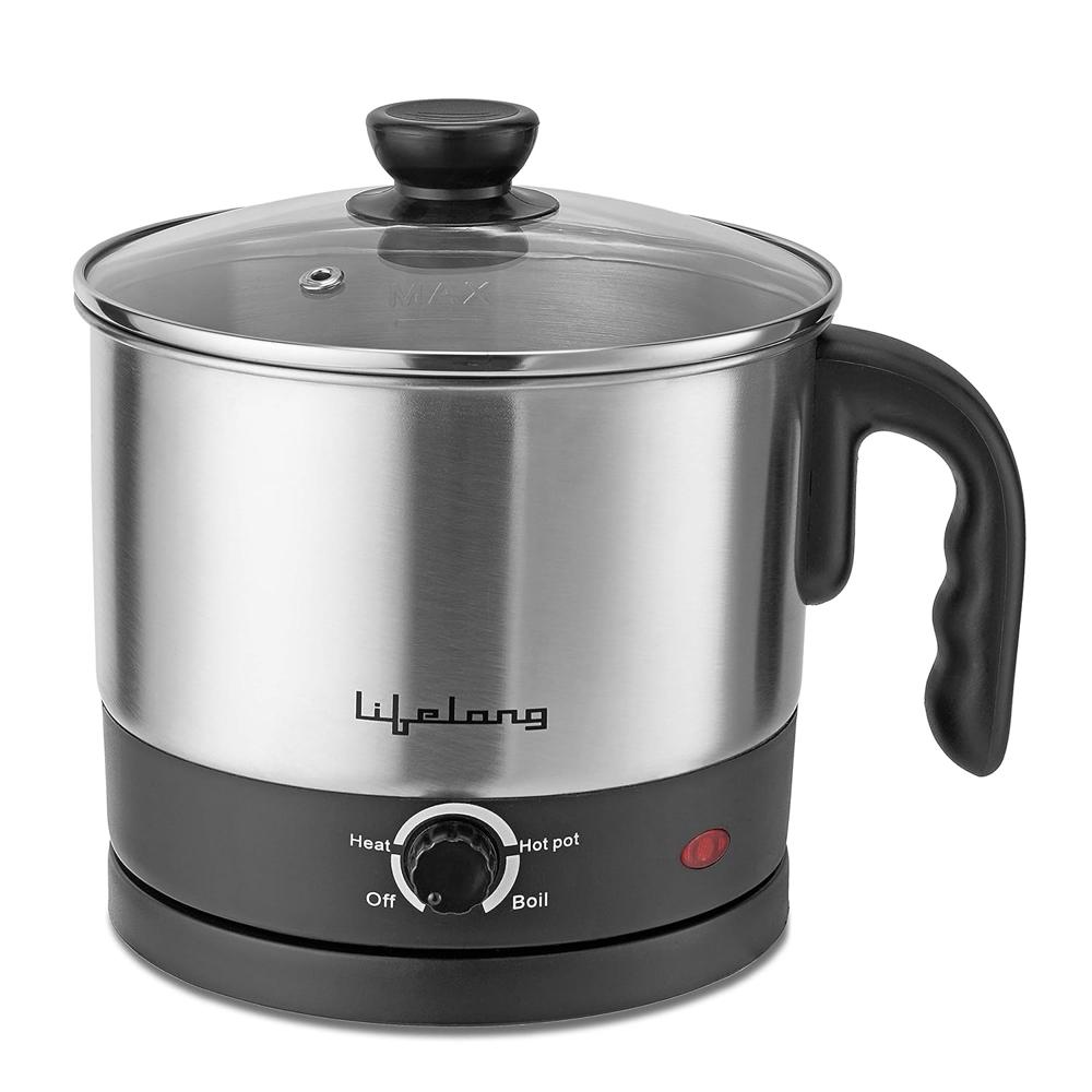 Lifelong Multifunction Cooker/Kettle 1.5 litres (Best for Boiling Milk, Eggs, Soup and Maggi/Noodles), Silver, 1.5 liters (LLMC01)