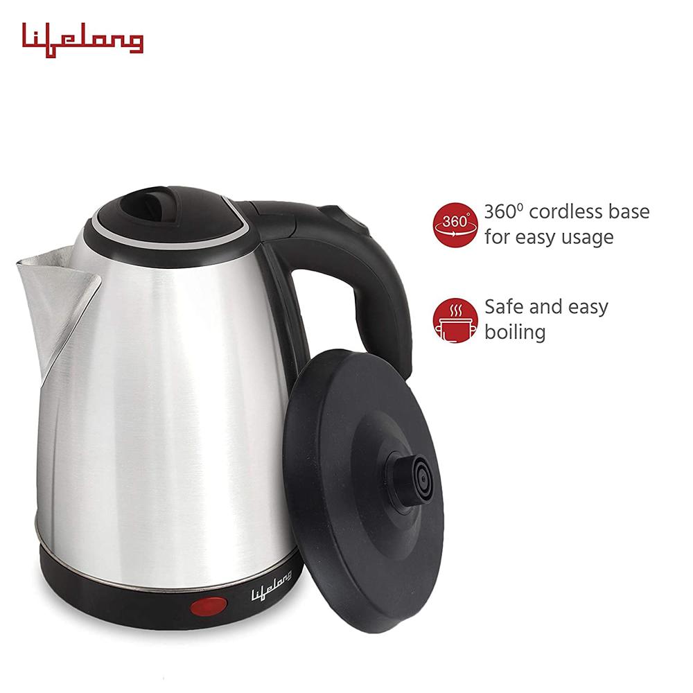 Lifelong LLEKBT01 Electric Kettle 1.5 Litre 1500W for Boiling Water, Soup with Leak proof 750 ML Stainless Steel Bottle Combo |(LLEKBT01)