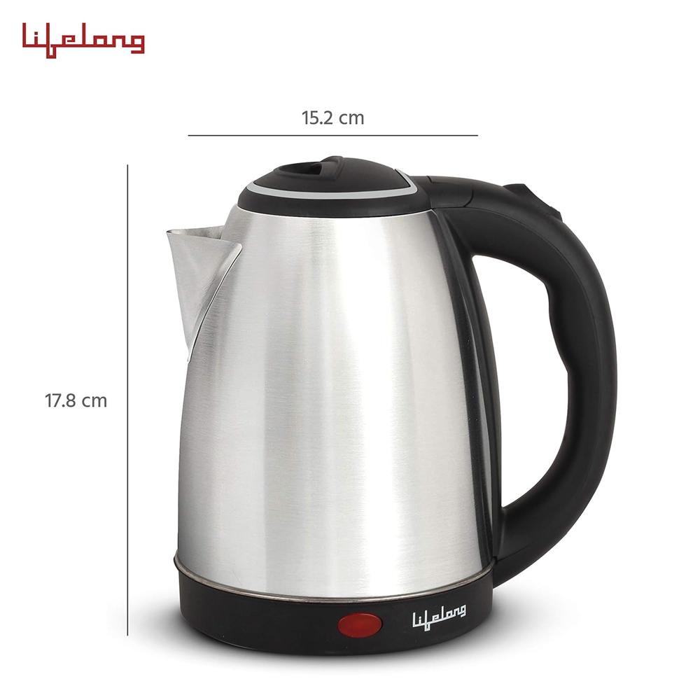 Lifelong ISI Certified Electric Kettle 1.5L with Stainless Steel Body, Easy and Fast Boiling of Water for Instant Noodles, Soup, Tea etc. (LLEK60)