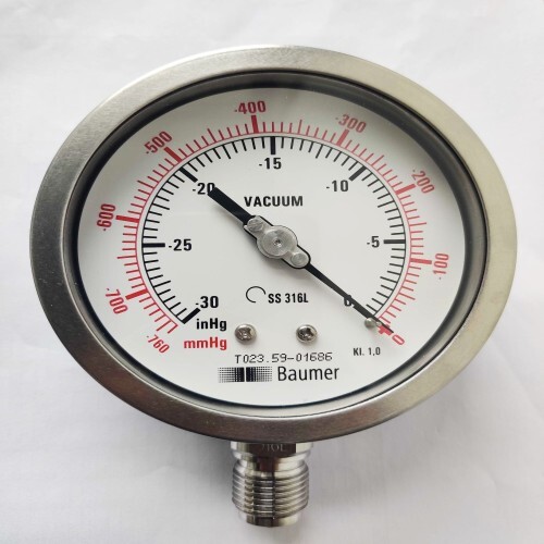 Stainless Steel Baumer Vacuum Pressure Gauge