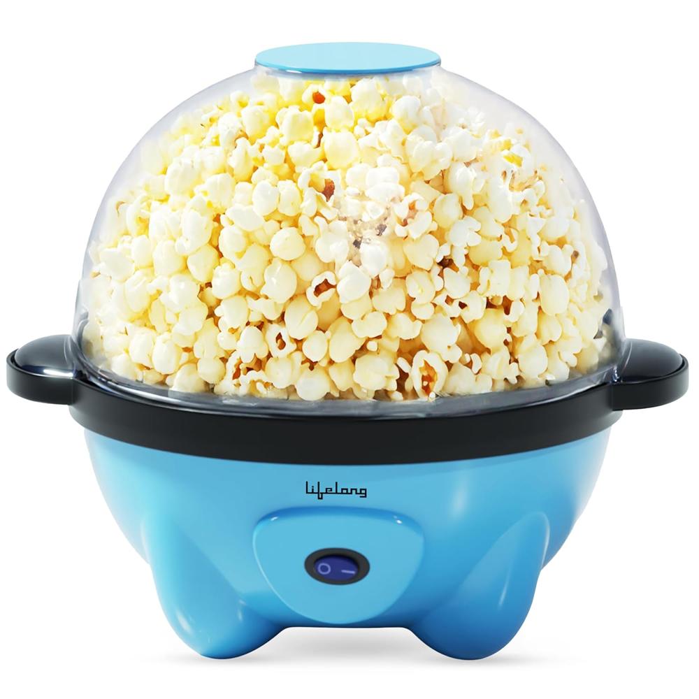 Lifelong Electric Popcorn Maker Machine For Home | Non Stick Popper | Use With Oil | Automatic Instant Pop Corn Maker For Usual(llepm09) - Color: Sky Blue