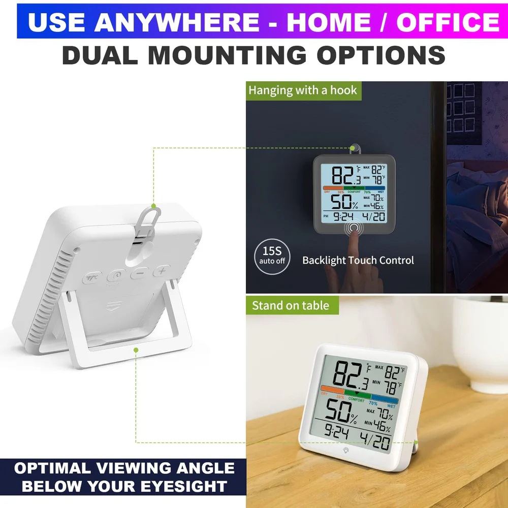 True Sense Digital Indoor Thermometer And Hygrometer With Accurate Temperature Humidity, HT-54