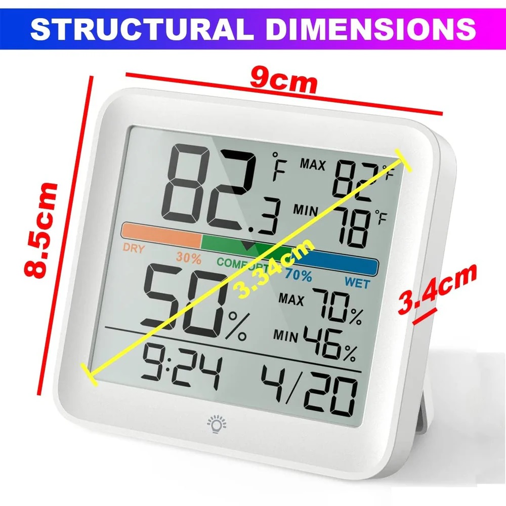 True Sense Digital Indoor Thermometer And Hygrometer With Accurate Temperature Humidity, HT-54