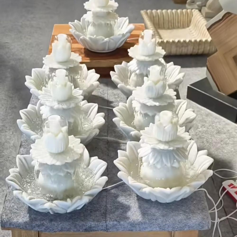 White marble indoor fountain