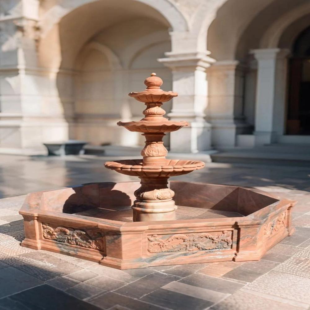 Pink marble outdoor fountain