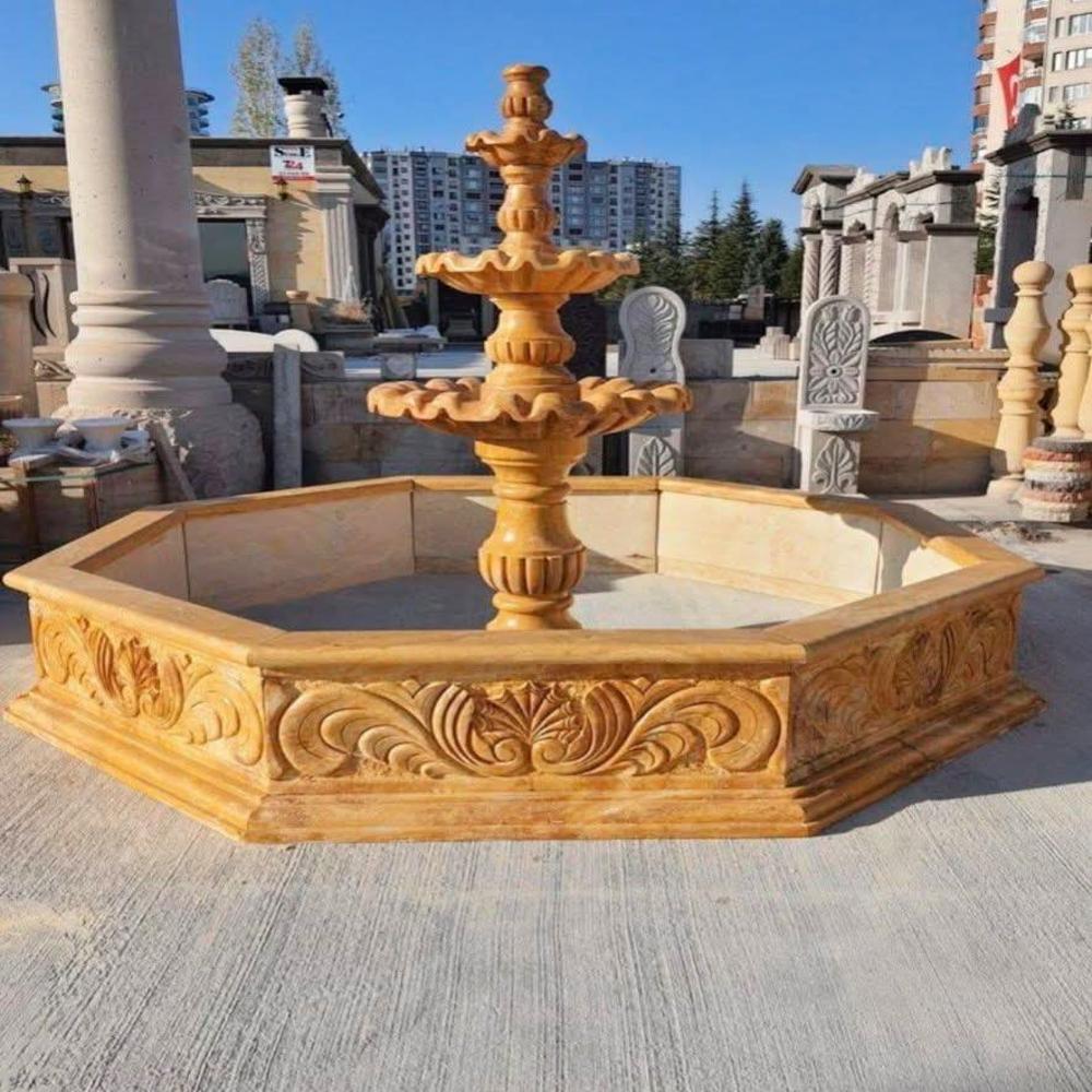 Outdoor fountain yellow stone