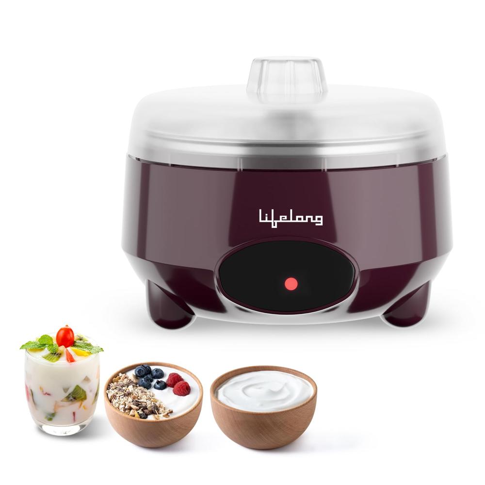 Lifelong Yogurt & Curd Maker For Home | Automatic Curd Maker With Auto Temperature Regulation | Electric Probiotic Yogurt(llecm09) - Color: Black