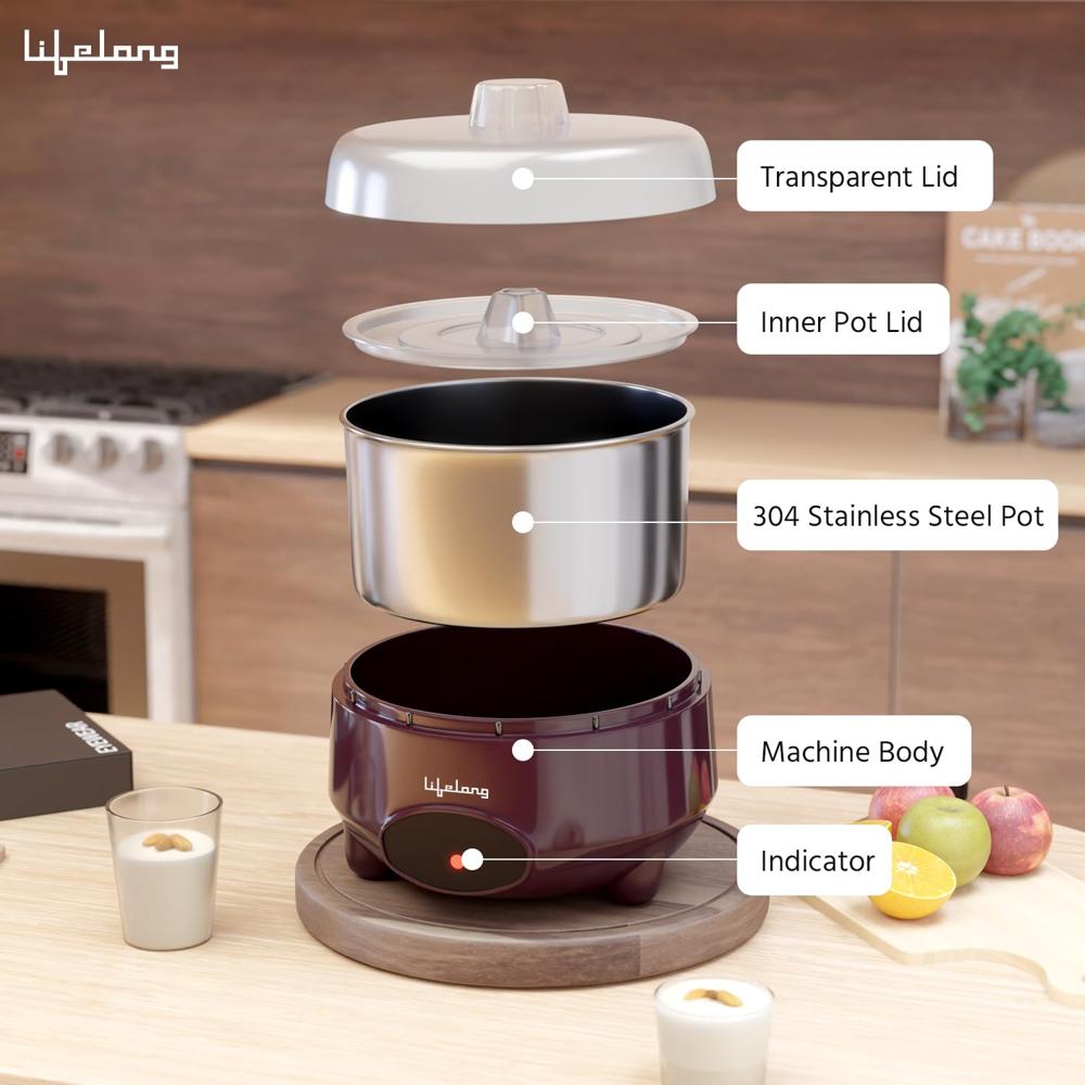 Lifelong Yogurt & Curd Maker for Home | Automatic Curd Maker with Auto Temperature Regulation | Electric Probiotic Yogurt(LLECM09)