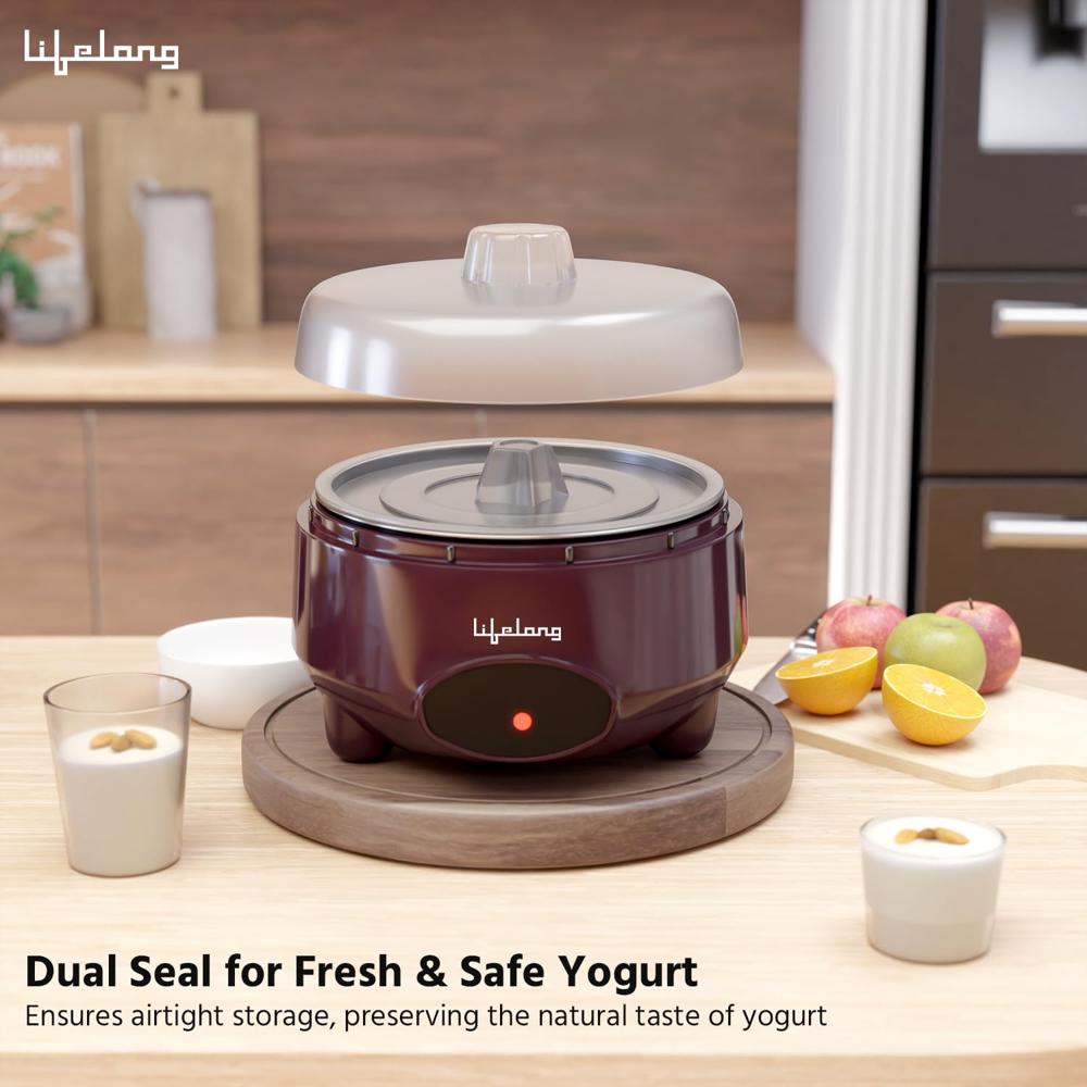 Lifelong Yogurt & Curd Maker for Home | Automatic Curd Maker with Auto Temperature Regulation | Electric Probiotic Yogurt(LLECM09)