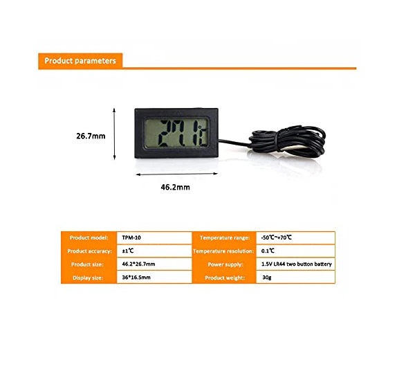 True Sense Freezer Fridge Aquarium Thermometer, TPM-10